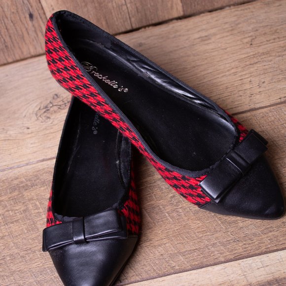 Br Shoes - Red and Black Houndstooth flats
